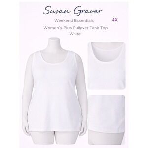 Susan Graver Weekend Essentials Womens 4X Pullover Tank Top‎ White Scoop Neck